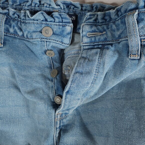 Hollister Mom Shorts W29 9 Ultra High Rise Paperbag Waist Button Fly Blue Denim - Picture 9 of 15